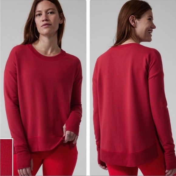 Athleta | Tops | Athleta Coaster Luxe Stripe Sweatshirt Salutation Stripe  Matador Red Large Nwot | Poshmark